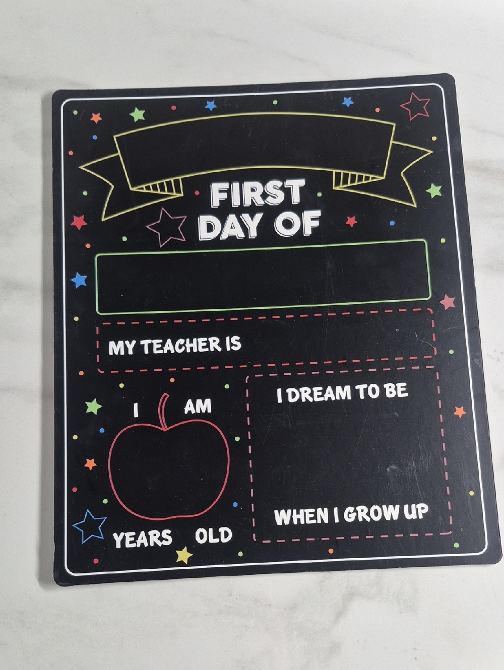 NEW Chalkboard Sign First/Laat Day of... Doublesided & Washable
